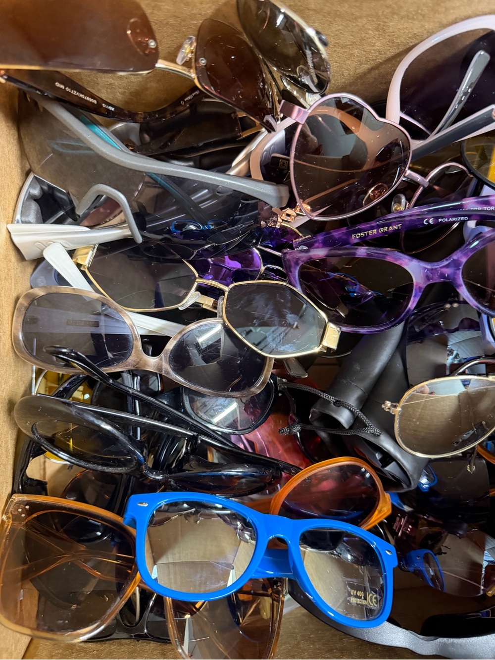 Assorted Sunglasses Lot - Mixed Colors Including Bright Blue